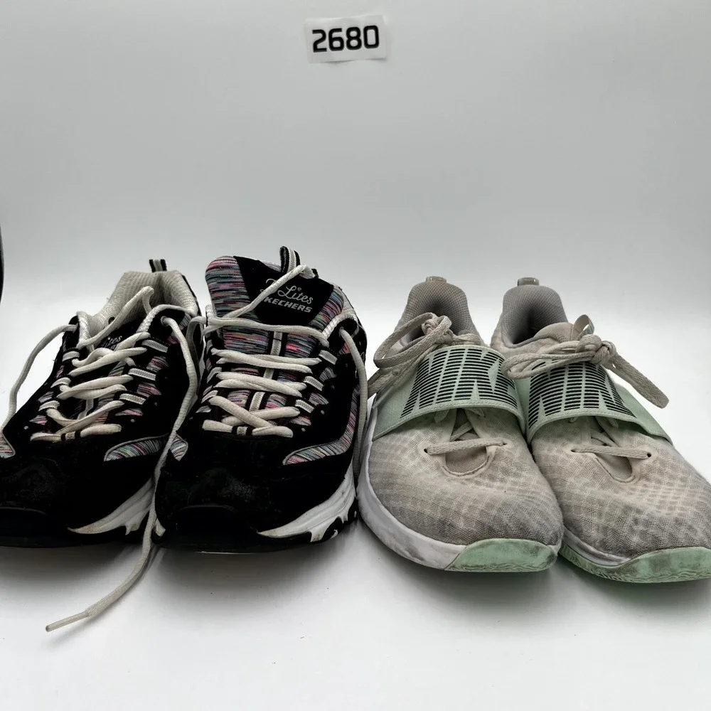 Lot Of 2 Nike / Skechers Womens 9.5 Running Shoes Multicolor Athletic Sneakers